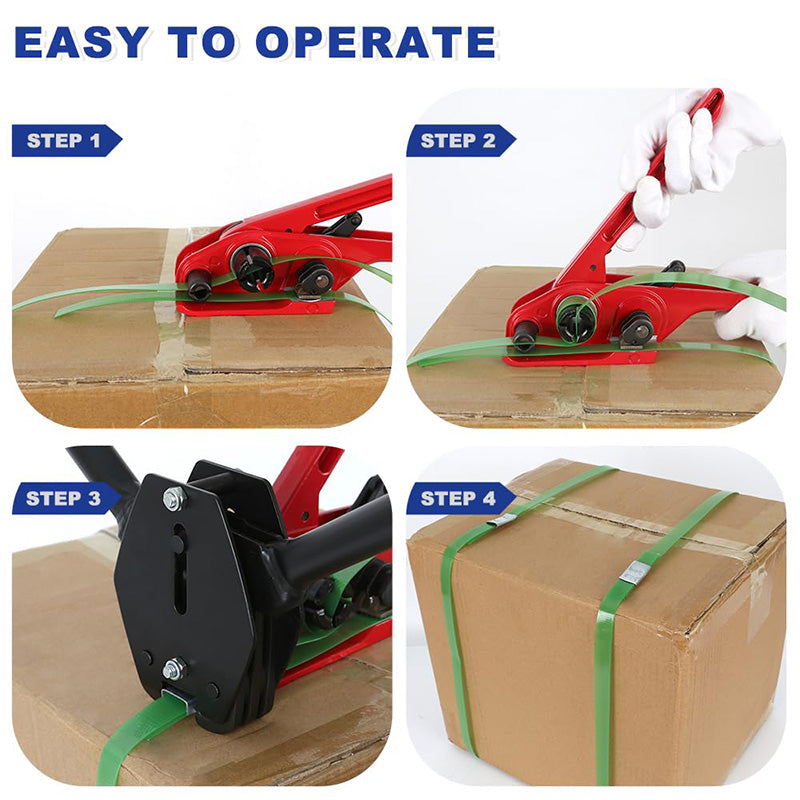 Heavy Duty Strapping Machine Packaging Strapping Pallet Banding Kit with Poly Strapping Tensioner Banding Sealer Tool, Packaging Strapping Banding Roll