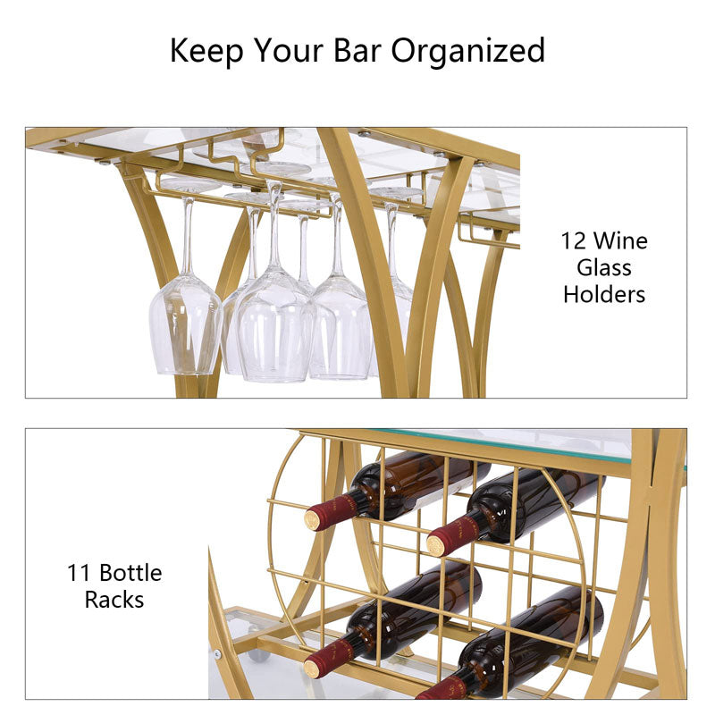 Modern Dining Cart Champagne Wine Rack Mobile Trolley, Home Wine Racks