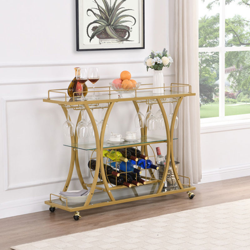 Modern Dining Cart Champagne Wine Rack Mobile Trolley, Home Wine Racks