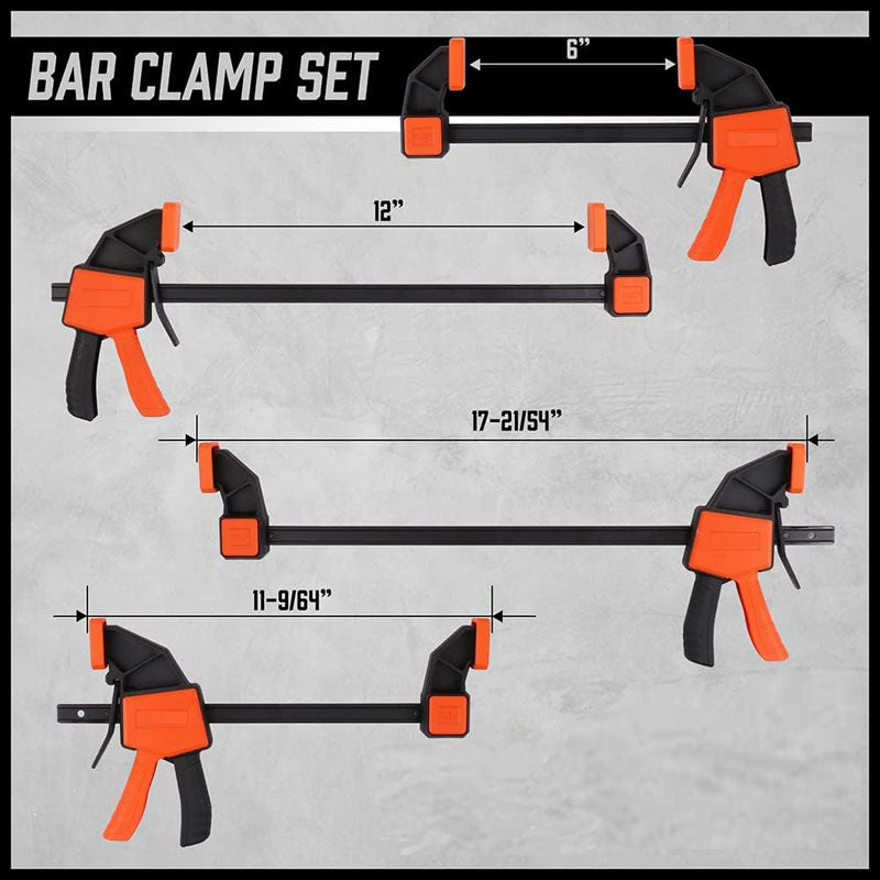 2-Pack Bar Clamps for Woodworking Clamps Sets Quick-Change F Clamp with 150 lbs Load Limit