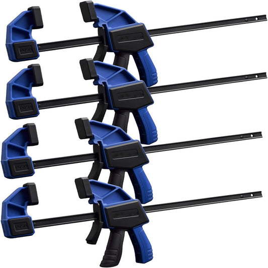 4-Pack 12 Inch Bar Clamps Quick Grip/Spreader Clamps Set 150LBS Load Limit with Quick Change Button