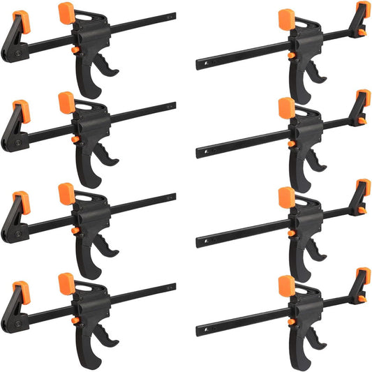 8 Pack 10 Inch F Bar Clamp Medium Duty 300lbs One Handed Clamps/Spreader Bar Clamps High-strength Plastic and Carbon Steel