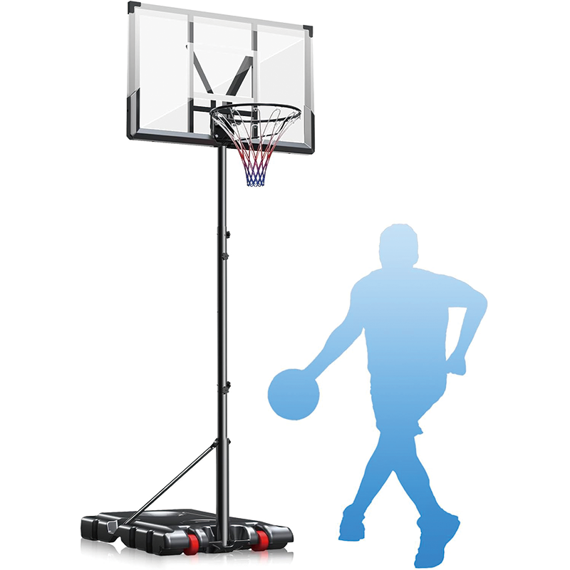 Basketball Hoop, 5.7-10ft Adjustable Height Portable Backboard System, 45in Shatterproof Backboard for Outdoor/Indoor Kids Youth Adults