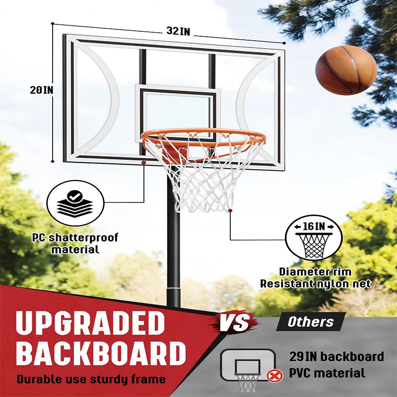 Basketball Hoop, 3 FT- 9 FT Adjustable Height Portable Backboard System, 32 in Backboard Indoor Portable Basketball Hoop for Outdoor/Indoor