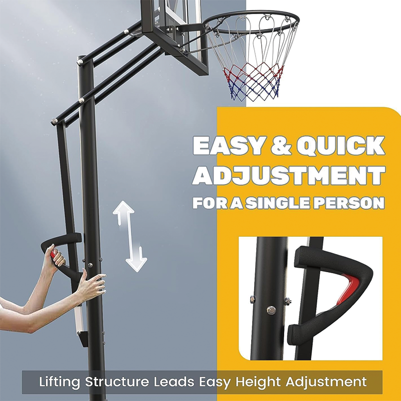 Basketball Hoop with Sandbag Storage Bag, 7.6-10FT Adjustable Height, 44 inch Backboard and 18In Rim for Basketball Game