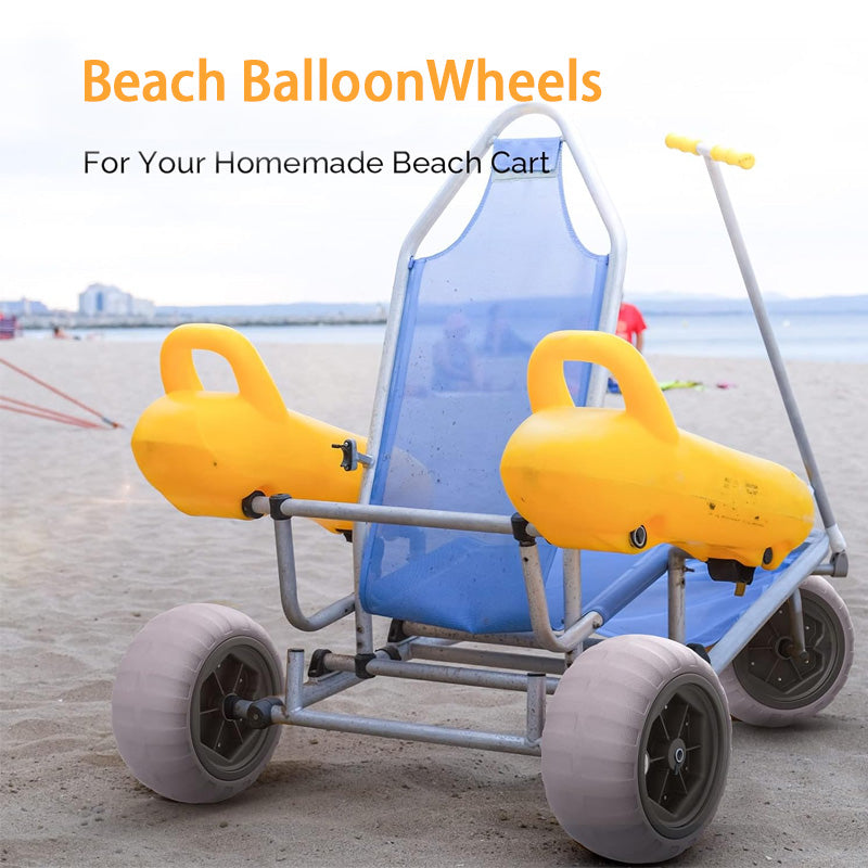 Beach Balloon Wheels, 2-Pack Replacement Beach Tires, Suitable for 0.98 Inch Diameter Axles, Convertible to Beach Cars, Fishing Cars, Free Air Hand Pump