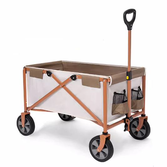 Beach Cart Outdoor Camping Picnic Cart Portable Folding Cart Beige Camel