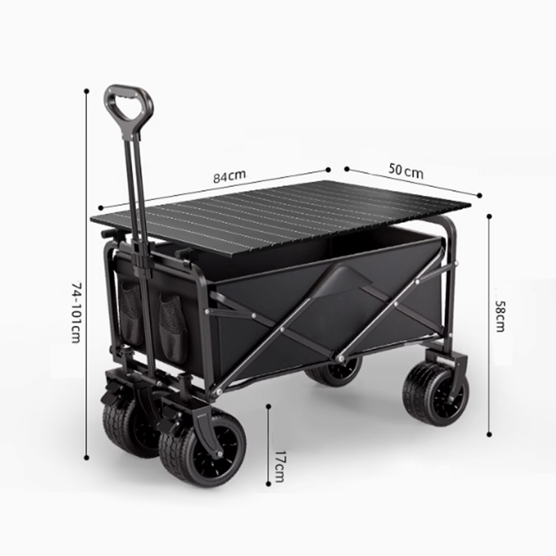 180L Camping Cart With Thick Tires Beach Cart Outdoor Folding Camp Small Trailer Picnic Travel