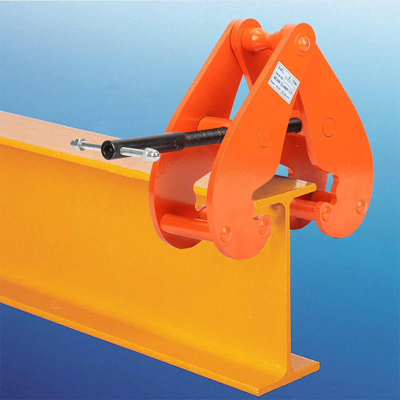 Beam Clamp 11000 lbs / 5 Ton Capacity I Beam Lifting Clamp 3.1-12.6 Inch Opening Range Vertical Beam Clamp for Rigging Heavy Duty Steel Beam Clamp Tool Orange