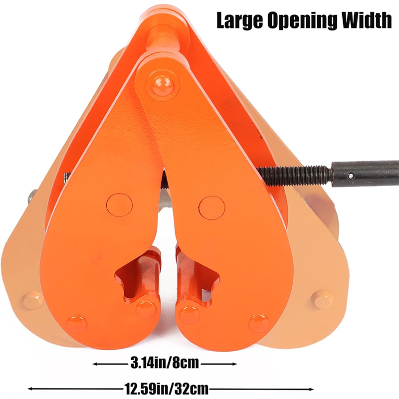 Beam Clamp 11000 lbs / 5 Ton Capacity I Beam Lifting Clamp 3.1-12.6 Inch Opening Range Vertical Beam Clamp for Rigging Heavy Duty Steel Beam Clamp Tool Orange