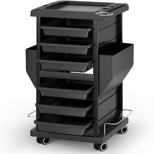 Rolling Beauty Hairdressing Cart with 6 Removable Drawers & Tool Holder for Beauty Tattoo Hairdressing