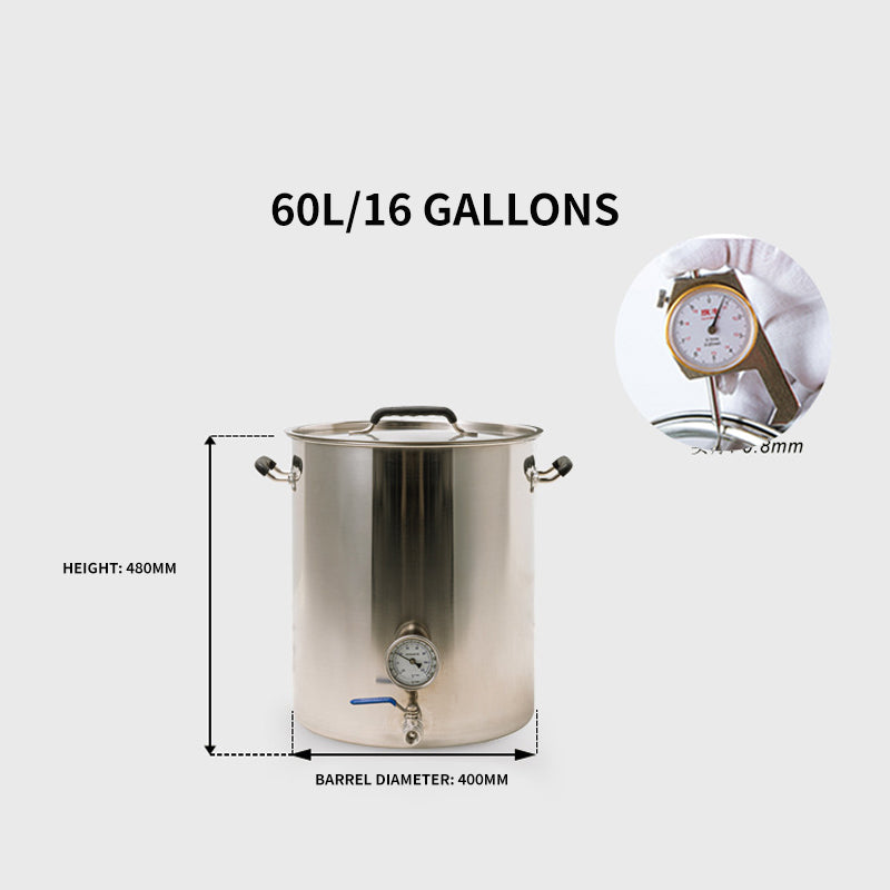 16 Gallon Brewing Tank Home Beer Brewing Tank Portable Outdoor Wine Storage Tank Small Fermentation Equipment Beer Brewing Keg