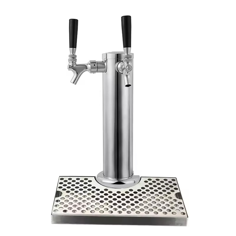 Stainless Steel Beer Drip Tray & Double Tap Beer Tower Beer /Wine/Soda Water Dispenser Set 3'' Beer Tower For Beer Home Brewing