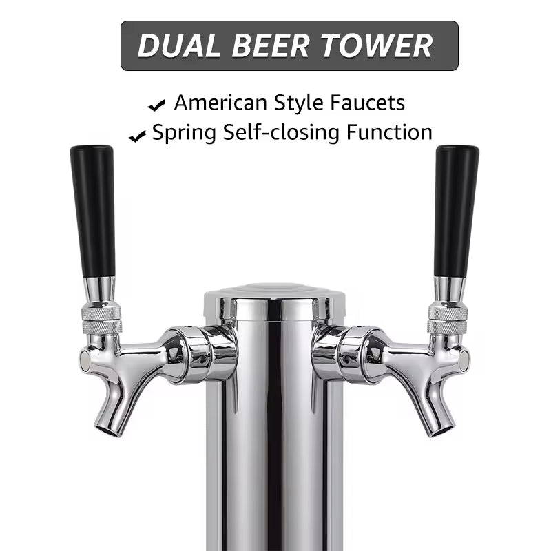 Stainless Steel Beer Drip Tray & Double Tap Beer Tower Beer /Wine/Soda Water Dispenser Set 3'' Beer Tower For Beer Home Brewing