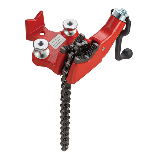 Screw Bench Chain Vise 1/8 to 5-Inch Pipe Capacity, Heavy Duty Bench Chain Pipe Vise with Crank Handle, Neoprene-Coated Jaw, Cast Iron Material Ideal for a Variety of Pipes