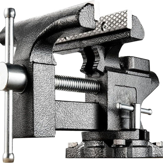 6” - Table Vice For Workbench Utility Vise with Heavy Duty Cast Iron Multi-Jaw 270 Degree Swivel Base Larger Anvil Easy Adjustment for Woodworking