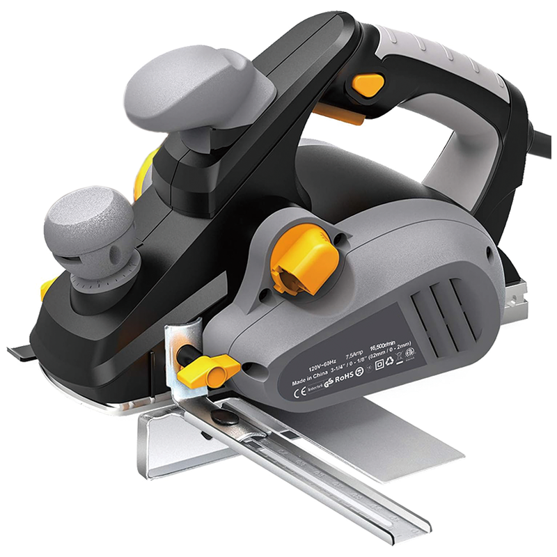 Electric Planer,7.5-Amp 16500 Rpm Power Hand Planer, Dual-dust out System, Dual-handle Design, Blade Protector, 2 Reversible HSS Blades and 2 Carbon Brushes