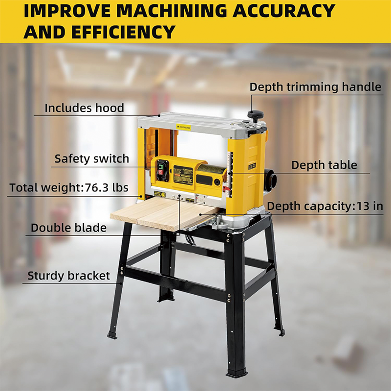 Benchtop Planer,20,000 RPM, 15-Amp,Three-Solid Steel Blade Benchtop Thickness Planer for Woodworking