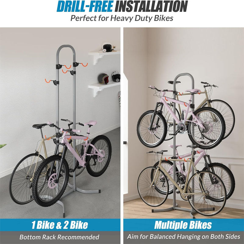 4 Bike Rack  Fully adjustable Vertical Bicycle Holder for Indoor Outdoor for Garage Living Room Shed