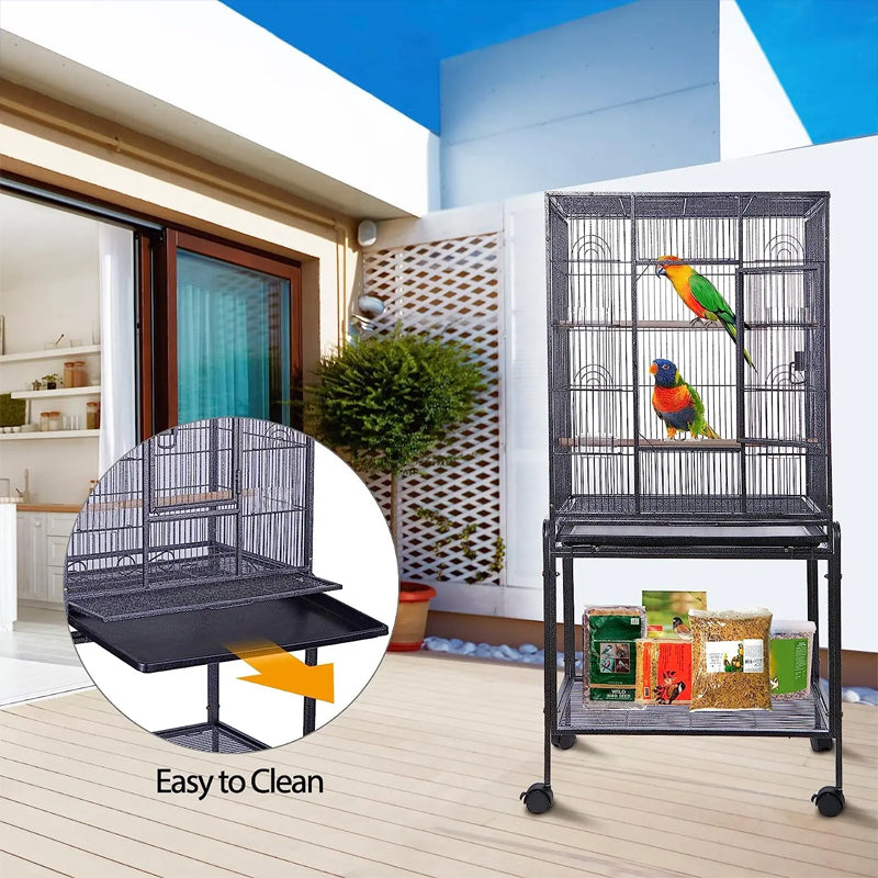 Spot Large Rust Resistant Luxurious Metal Wire Black Parrot Breeding Encryption Wire Cages Bird For Cages With Perch Stand