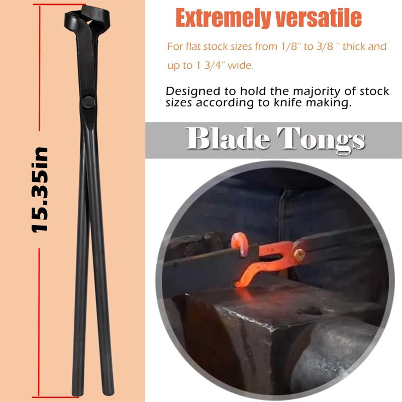 5PCS Blacksmith Tongs  For Knife Making Tongs Flat Tongs & Square Jaw Tongs & Bolt Tongs & Blade Tongs & Wolf Jaw tongs