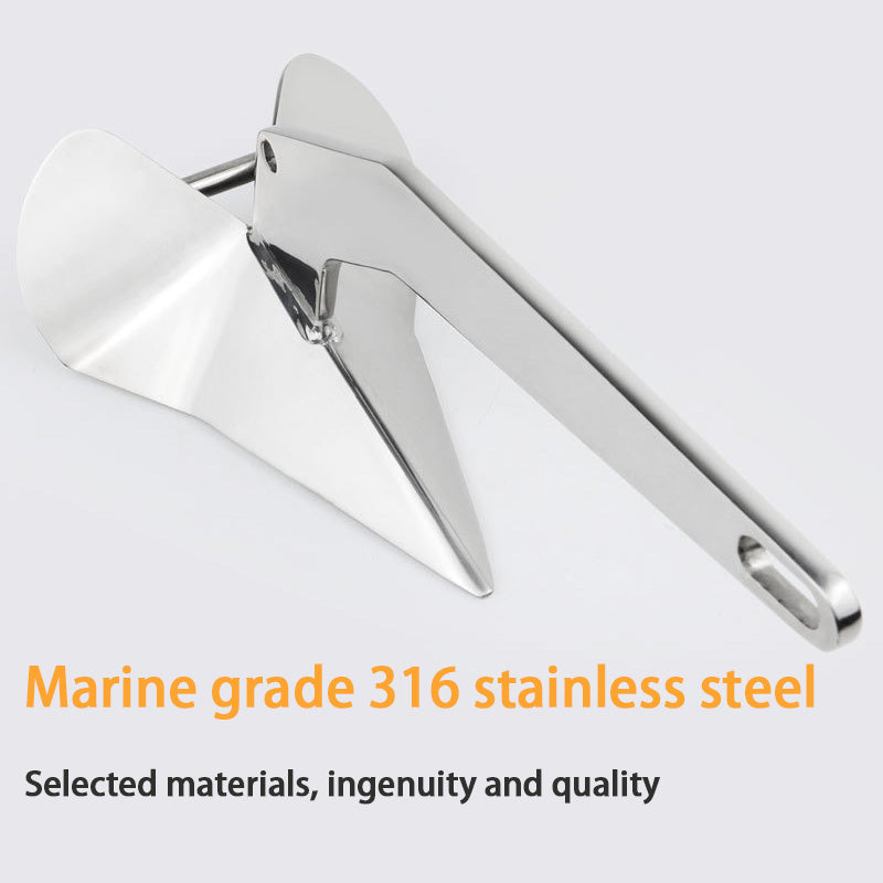 316 Stainless Steel Triangular Anchor, Yacht Anchor Mirror Polished Large Grip Steel Plate Anchor