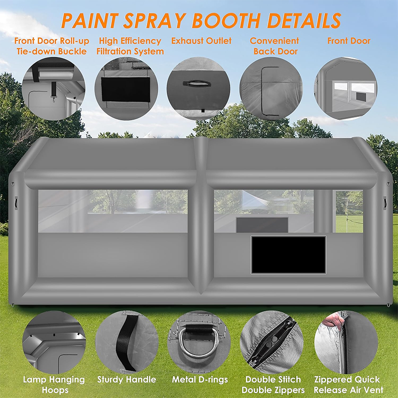 Inflatable Painting Spray Booth 20x13.5x9ft with Blower 1100W, Portable Blow Up Car Paint Booth with Air Filter System for Car Parking Tent Workstation