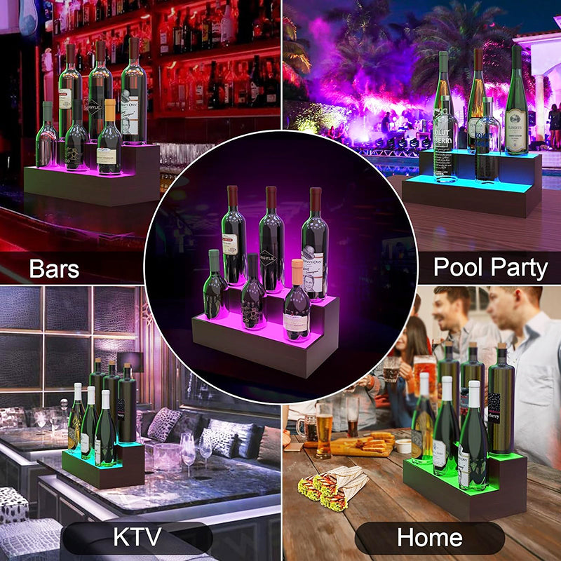 2Tier 3 Tier 24 Inch Bar Bottle Display Shelf Bar Stand for Liquor Bottles for Whiskey Wine Coffee Syrup Water Bottle Display