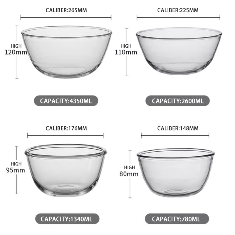 Transparent Glass Bowl For Microwave Heating, High Temperature Resistant Tempered Glass Household Salad Rice Bowl And Soup Bowl