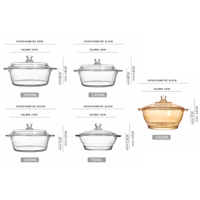 Glass Bowl Microwave Household Large Soup Bowl With Lid, High Temperature Resistant Instant Noodle Bowl, Double-Ear Steamed Egg Bowl, Salad Bowl And Noodle Bowl