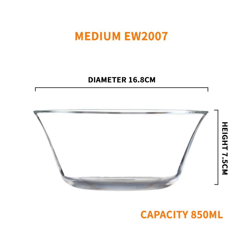 Heat-Resistant Tempered Transparent Glass Bowl Creative Household Large Salad Bowl Soup Bowl Microwave Oven Dedicated Large, Medium And Small Three-Piece Set