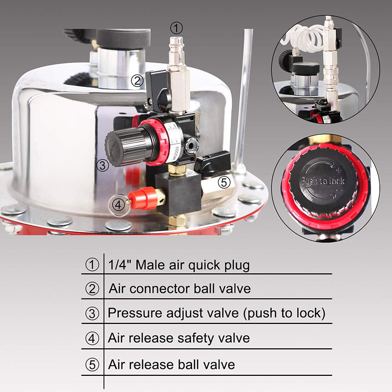 Brake Bleeder Kit Pneumatic Pressure Brake Clutch Fluid Bleeding Tool Set Air Power Pressurized Oil Change Bleeder Machine