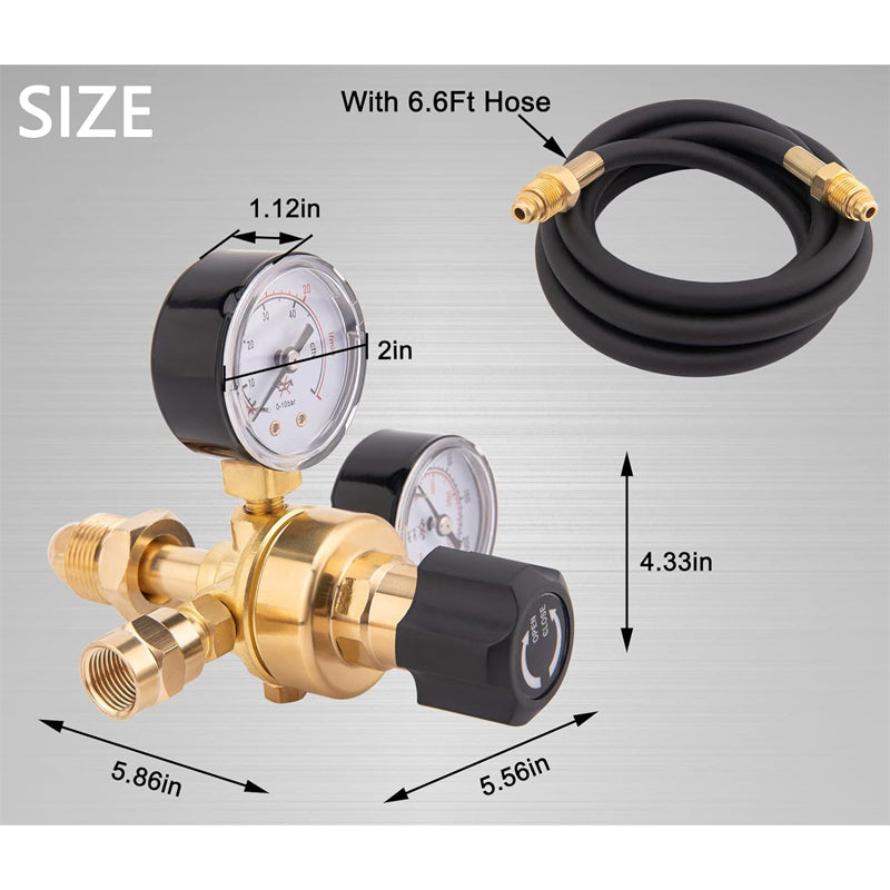 Argon Arc Welding All-Copper Co2 Pressure Gauge Pressure Reducing Gauge Pressure Reducing Valve Rear Air Inlet Cga580 With Leather Hose