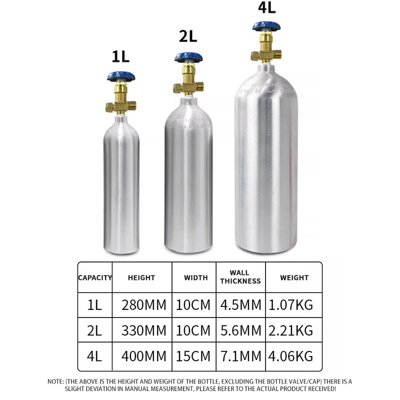 Seamless Aluminum Alloy Gas Cylinder Carbon Dioxide Cylinder High Pressure Small Gas Cylinder Co2 Aluminum Cylinder 1L2L4L