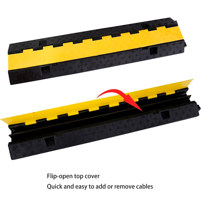 Rubber Cable Ramp Wire Cover Cable Protector Ramp Wire Hose Protection 22000 lbs Load Capacity For Asphalt Concrete Gravel Driveway Indoor Outdoor, 3 Pack