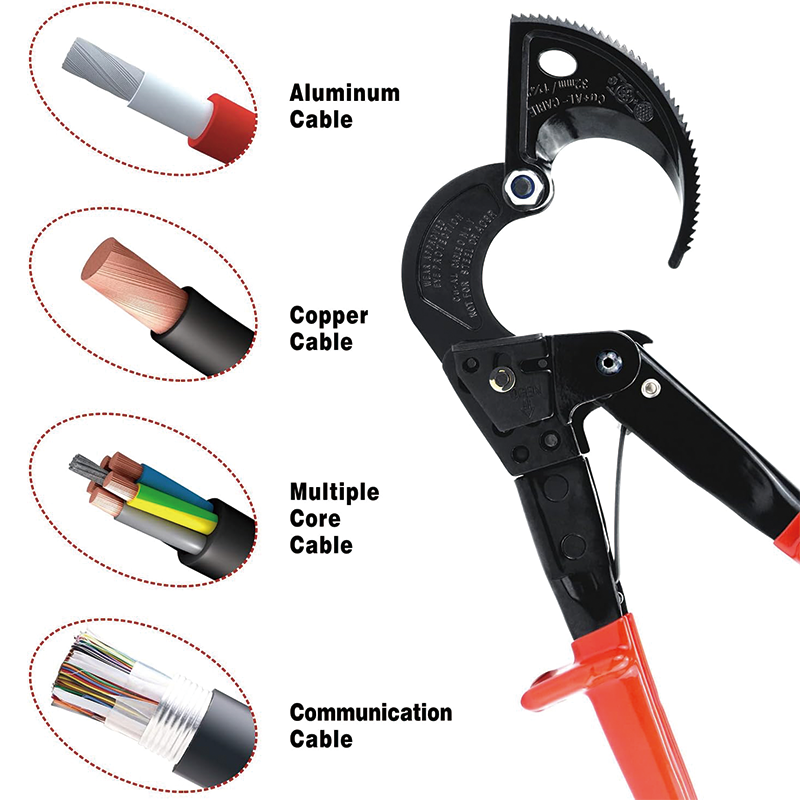 Ratcheting Cable Cutter Heavy Duty, Cutting Aluminum Copper Soft Wire up to 240 mm² /600 MCM