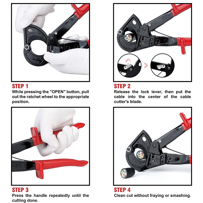 Ratcheting Cable Cutter Heavy Duty, Cutting Aluminum Copper Soft Wire up to 240 mm² /600 MCM