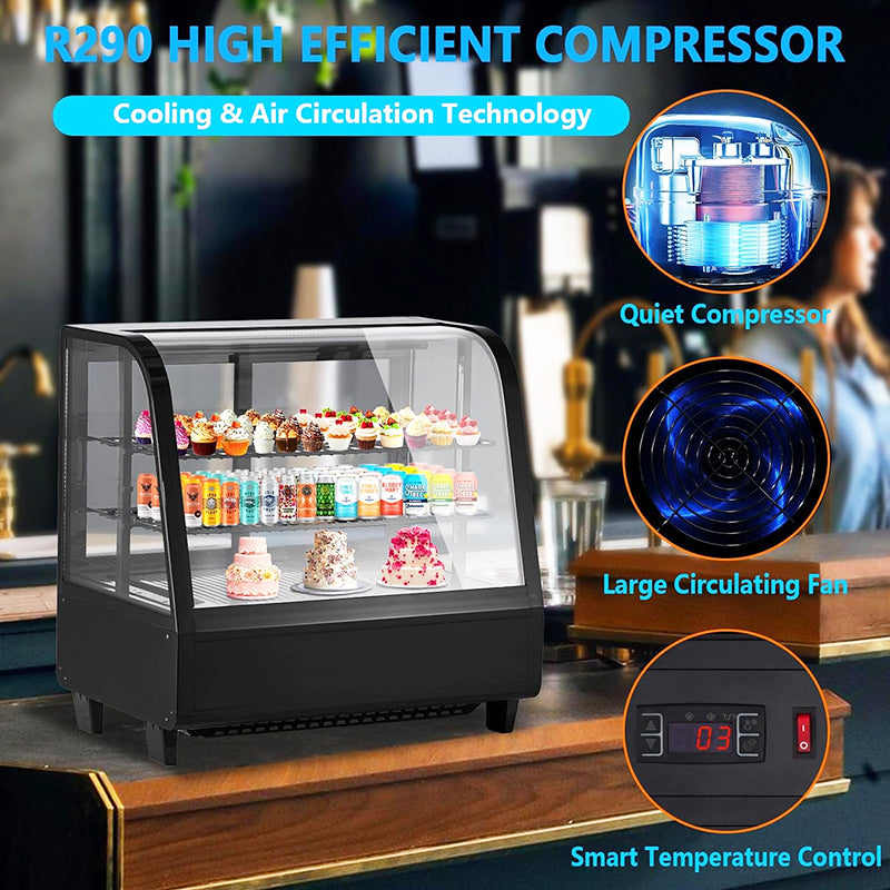3.5 Cu.Ft 100L Double-Layered Glass Commercial Bakery Display Refrigerator Countertop Refrigerator Display Case