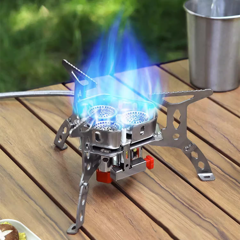 Camping Stoves Portable Outdoor Stove With Three-Burner Gas Stove For Camping And Heating Water
