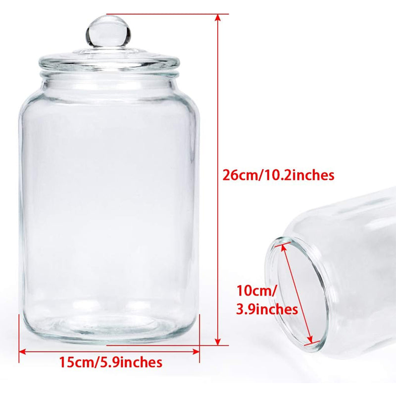 Glass Airtight Jars For Household 0.79 Gallon Food Storage Containers For Candy, Biscuits, Flour, Brown Sugar, 2-Pack (3000 Ml/101 Oz)