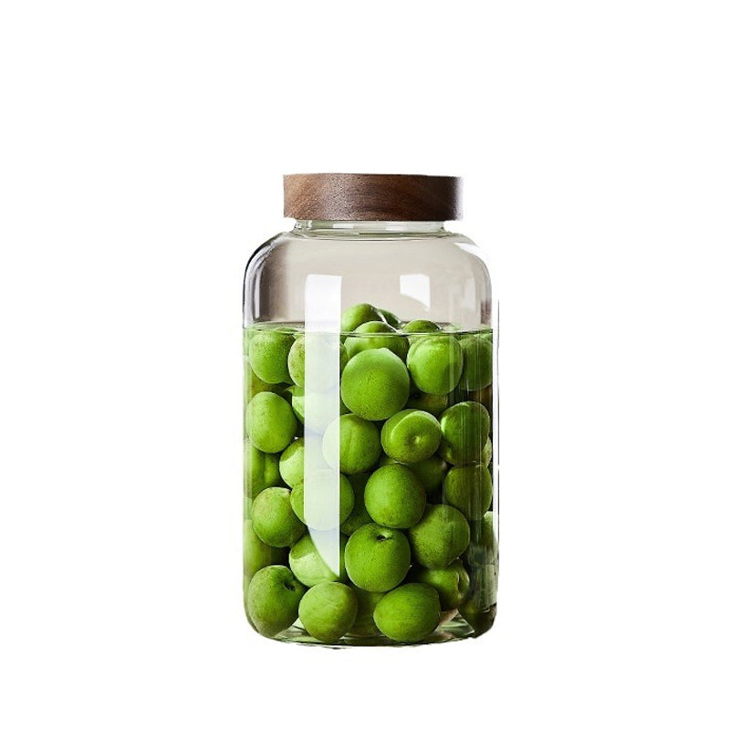 Kitchen Storage Bottles And Jars, Glass Airtight Jars With Wooden Lids, Coffee Bean Cereal Candy Jars, Home Brew Jars