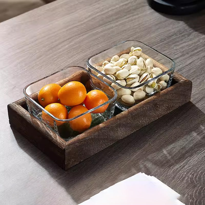 260Ml Glass Fruit Plate For Living Room And Coffee Shop, Light Luxury High-End Tea Snacks, Dried Fruit Snacks, Snack Dish, Ktv Fruit Plate With Compartments