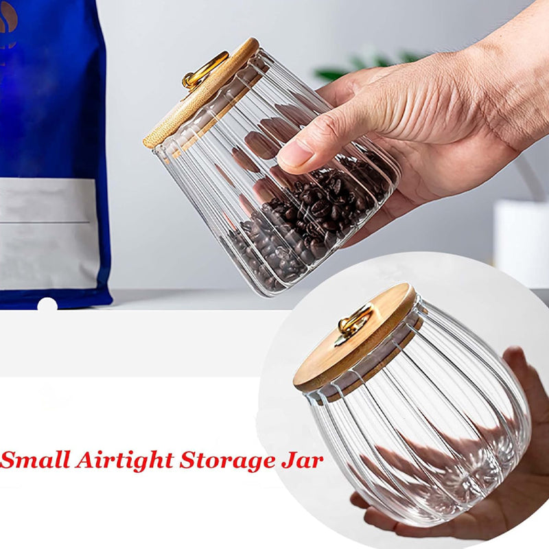 Borosilicate Glass Tea Jar Coffee Nut Jar Sealed Storage Jar Petal Decoration Container With Bamboo Lid Metal Handle