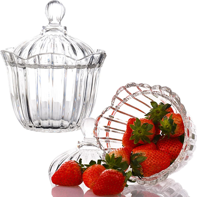 2-piece set, clear glass candy jar with lid wedding candy cube snack jar tea storage jar desktop ornaments