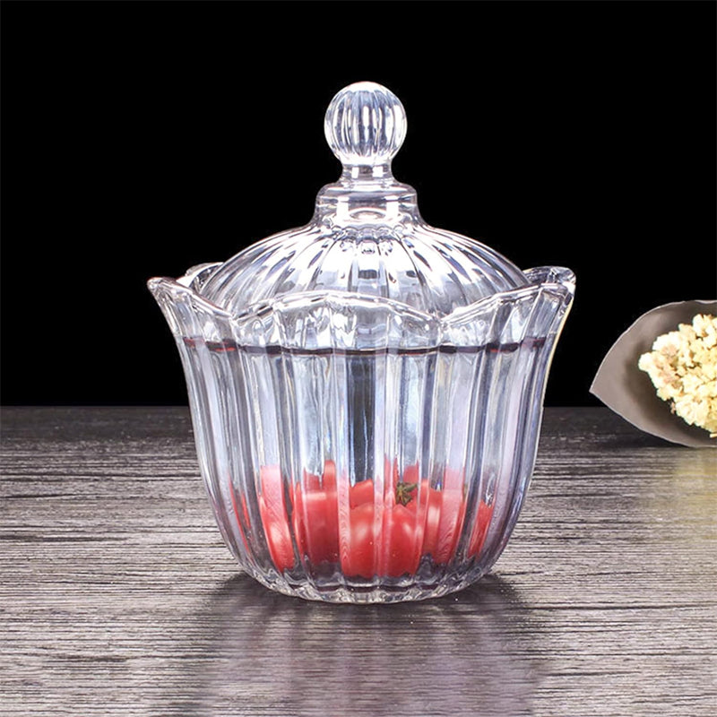 2-piece set, clear glass candy jar with lid wedding candy cube snack jar tea storage jar desktop ornaments