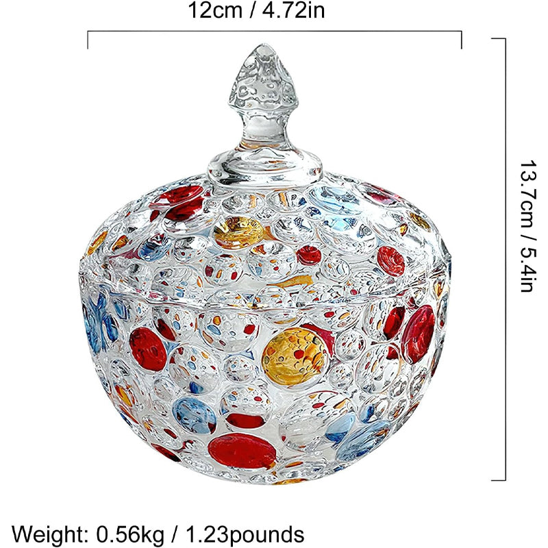 Creative Contrasting Color Glass Cookie Jar Polka Dot Candy Jar With Lid Household Large Capacity Dried Fruit Storage Jar