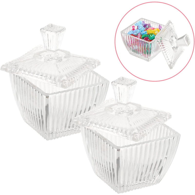 2-Pack Transparent Candy Jars With Lids Coffee Storage Jars Fruit Bowls Sugar Bowls Spice Jars Jewelry Boxes