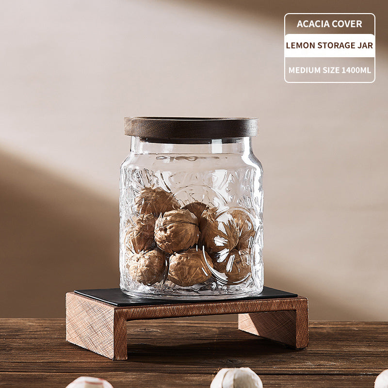 Begonia Flower Retro Glass Sealed Jar, Food Grade Storage Jar, Snack Storage Jar, Tea Jar, Grain Storage Jar