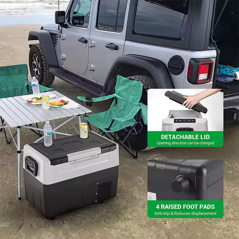 Camping Portable 55l Portable Freezer With Wheels Mini Fridge Freezer 12v 220v Refrigerator Small Skincare For Car