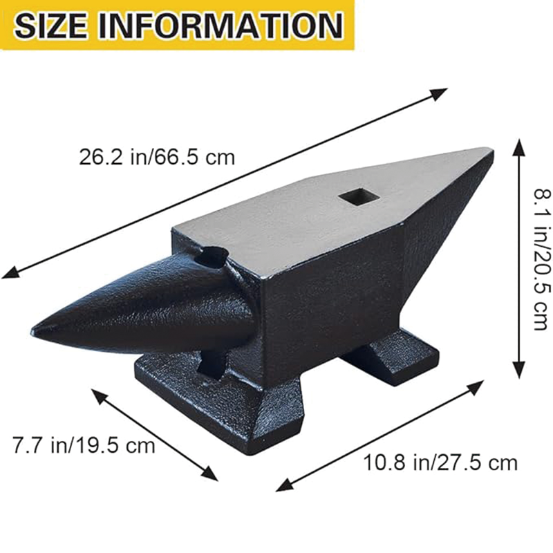 Single Horn Anvil 132 Lbs(60kg), Cast Steel Anvil with Large Countertop and Stable Base, Blacksmith Anvil, Metal Working Tool for Bending, Shaping, Twisting